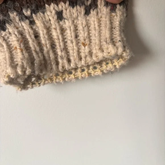 Women's Patterned Sweater - Cream and Brown - Picture 4 of 5